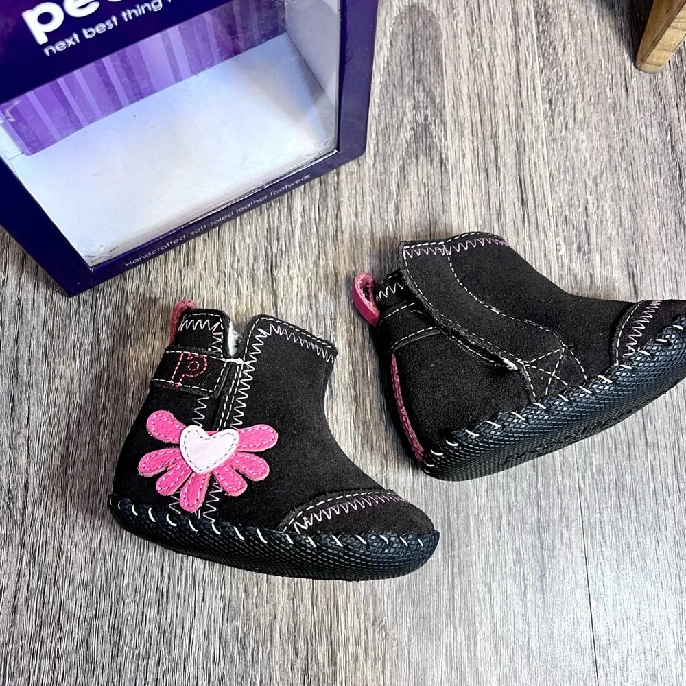 *NWT Pediped | Brown Suede Faux Shearling Lined Booties For 0 - 6 Months